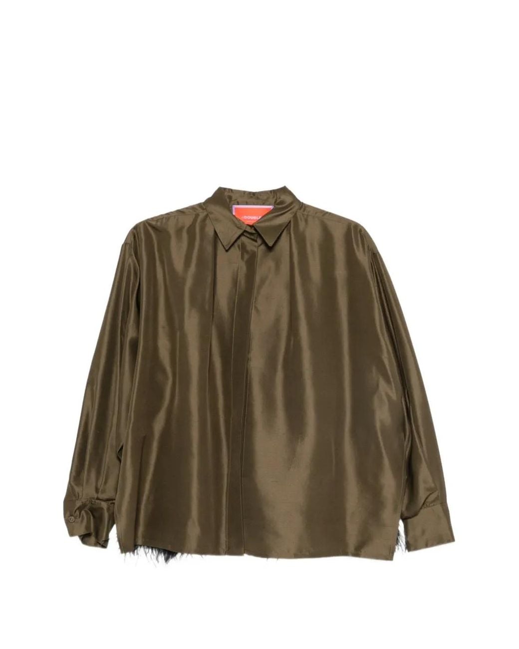 LaDoubleJ Green La Scala Feather-Trimmed Silk Shirt
