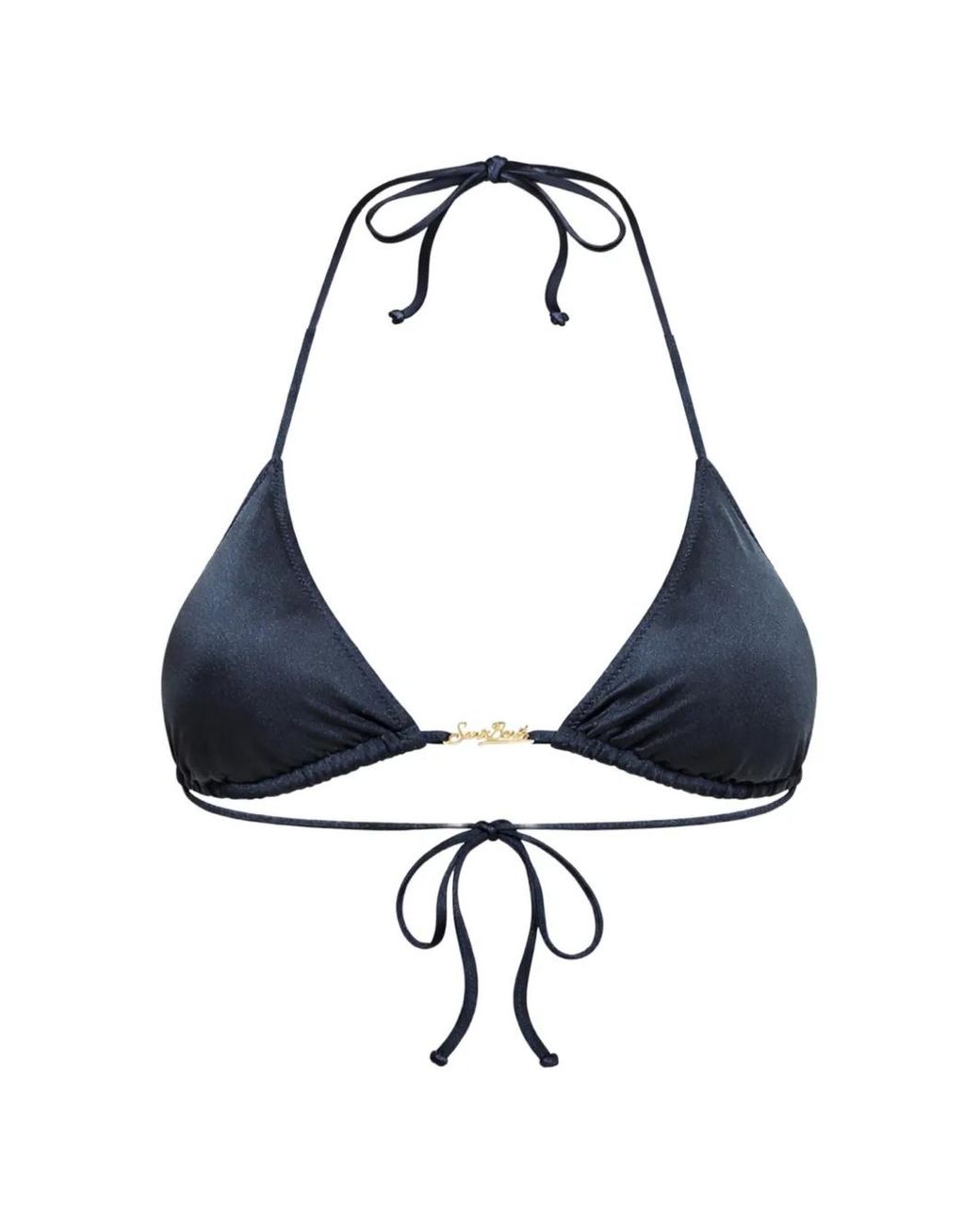 Mc2 Saint Barth Blue Leah Plate Triangle Bikini Top