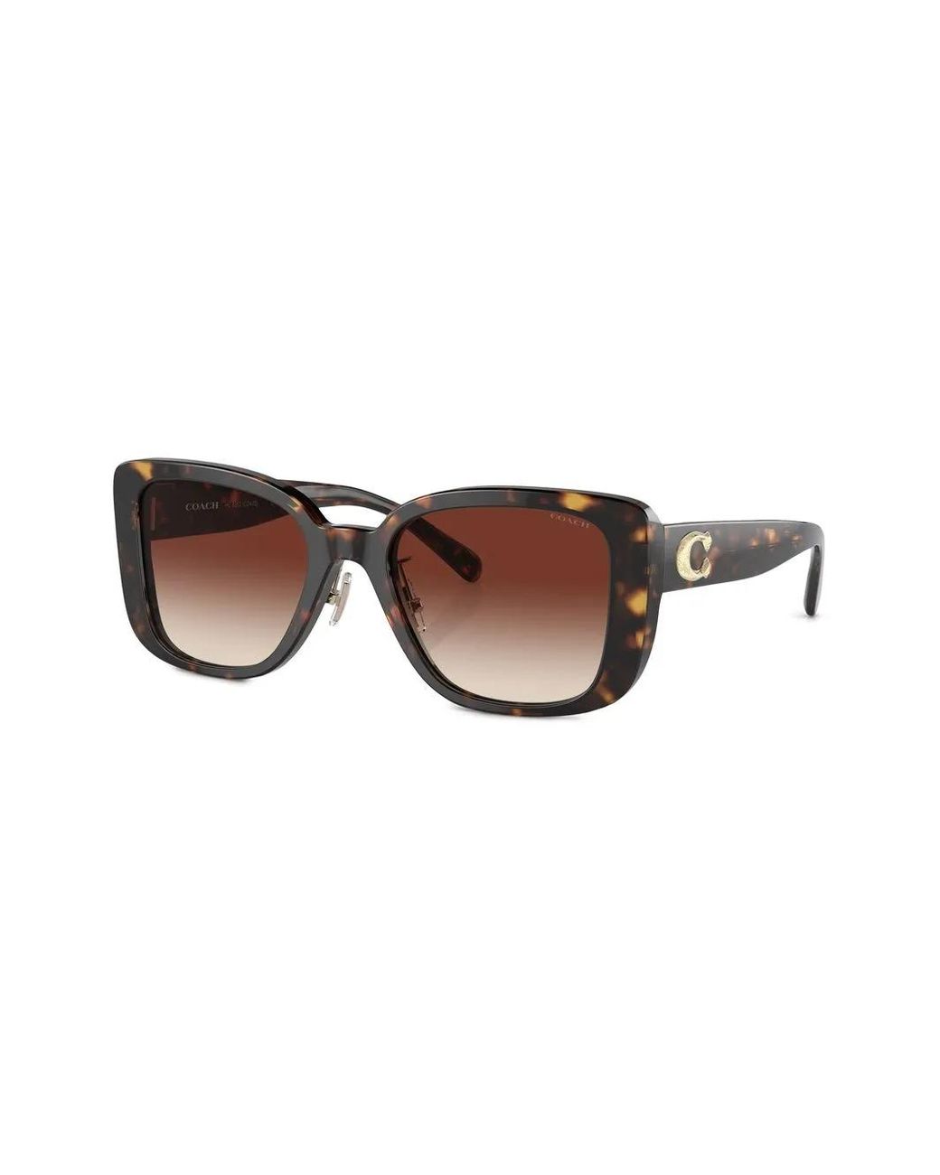 COACH Brown Tortoiseshell-Effect Square-Frame Sunglasses