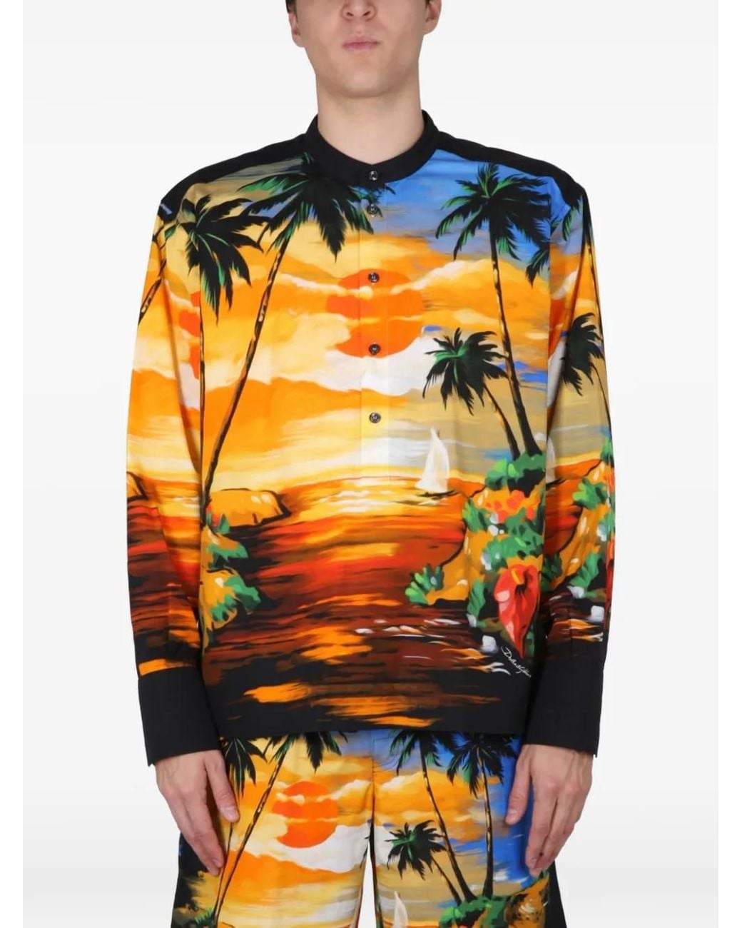 Dolce & Gabbana Orange Multicolour-Print T-Shirt for men