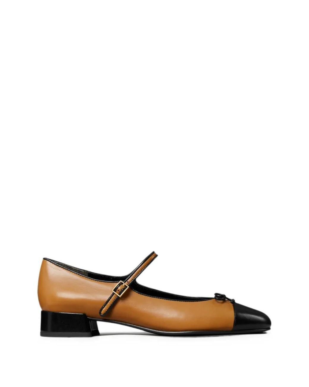 Tory Burch White Cap-Toe Mary Jane Bow Ballet Flats 25Mm