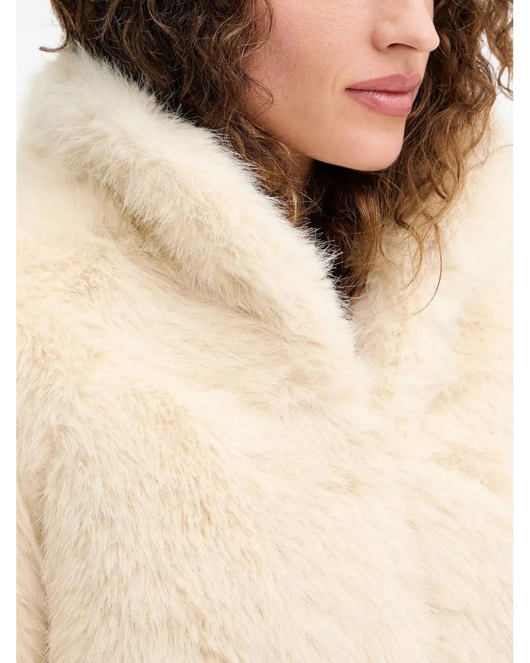 Silvian Heach Natural High-Neck Faux-Fur Jacket