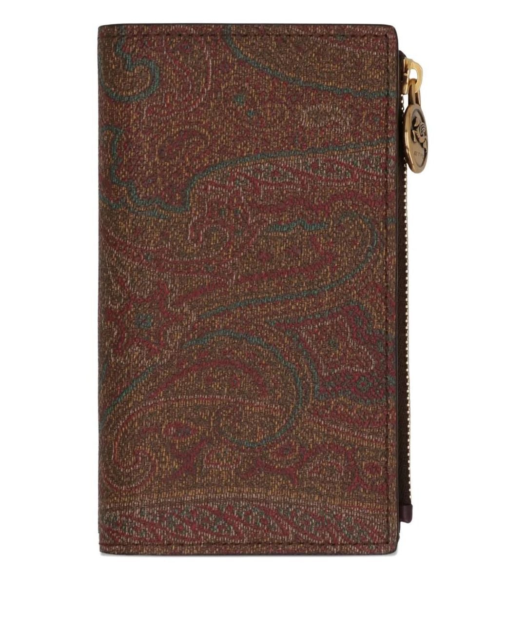 Etro Brown Paisley Zip Wallet