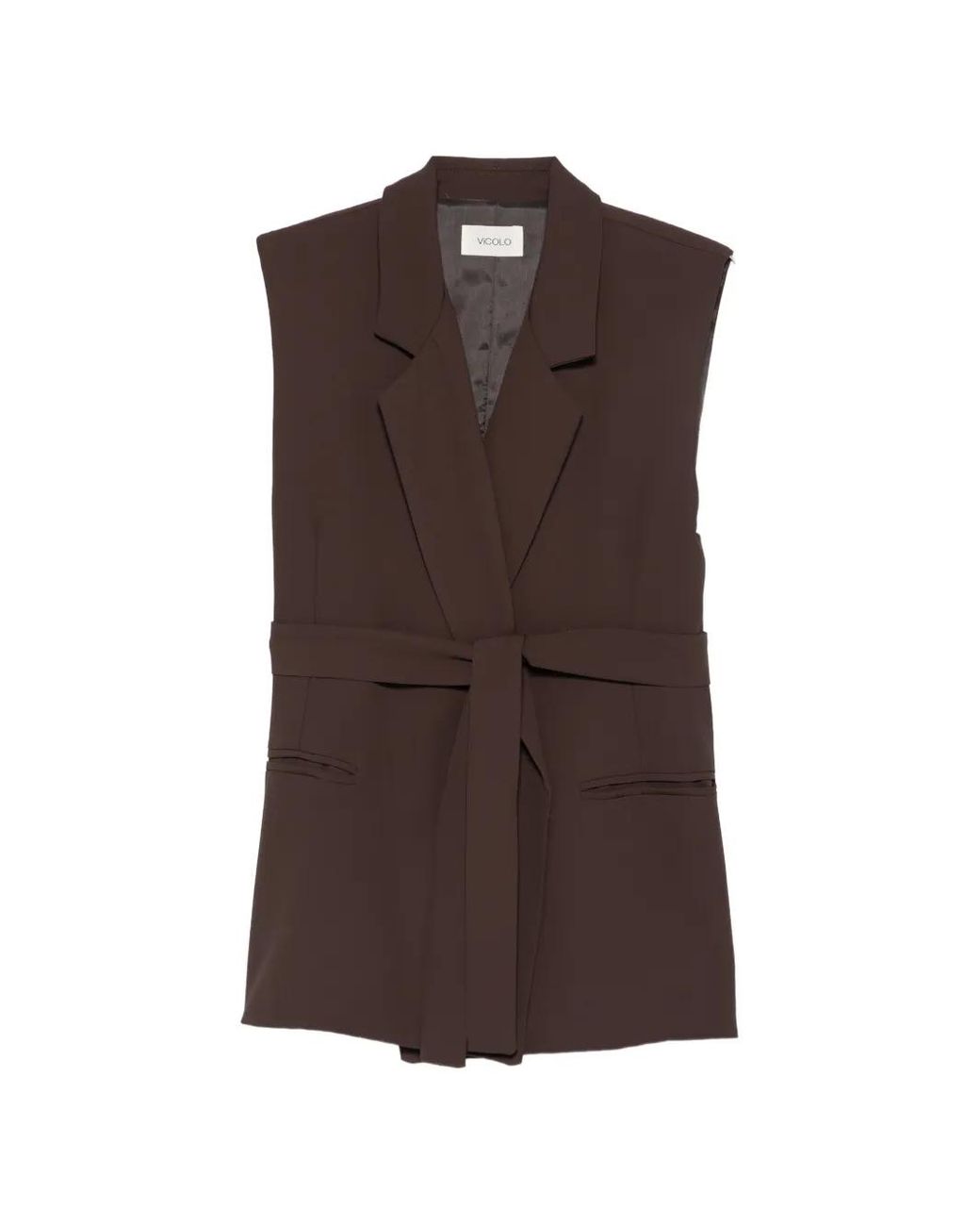ViCOLO Brown Weste Mit Bindeband