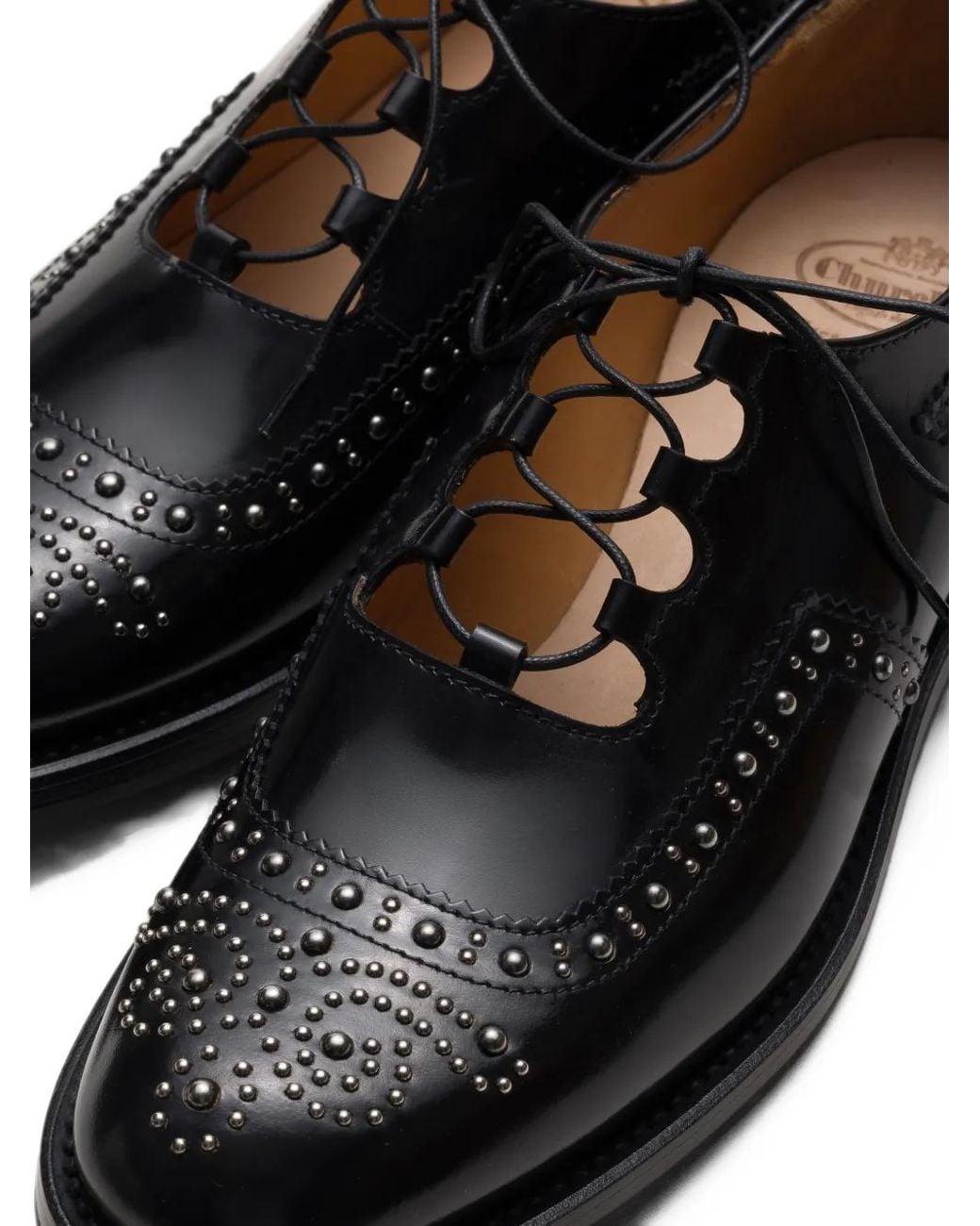 Church's Black Chaussures Ghillie À Lacets Et Détails De Clous