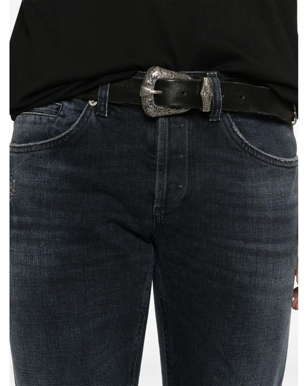 Dondup Blue Distressed-Effect Skinny-Cut Jeans for men