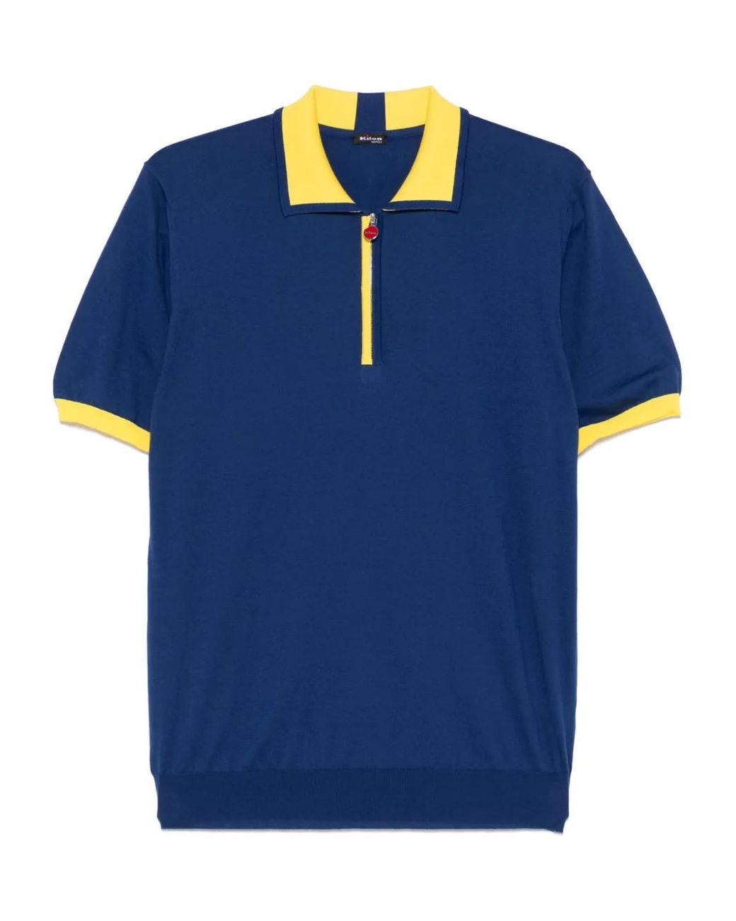Kiton Blue Contrasting-Trim Polo Shirt for men