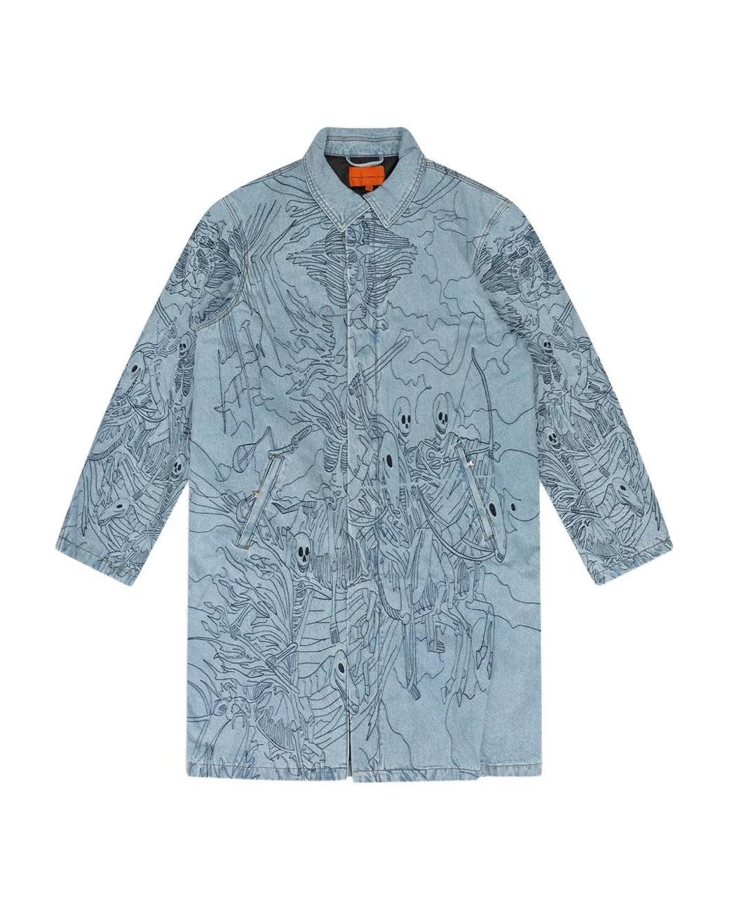 Who Decides War Blue Four Horsemen Printed Trench Coat for men