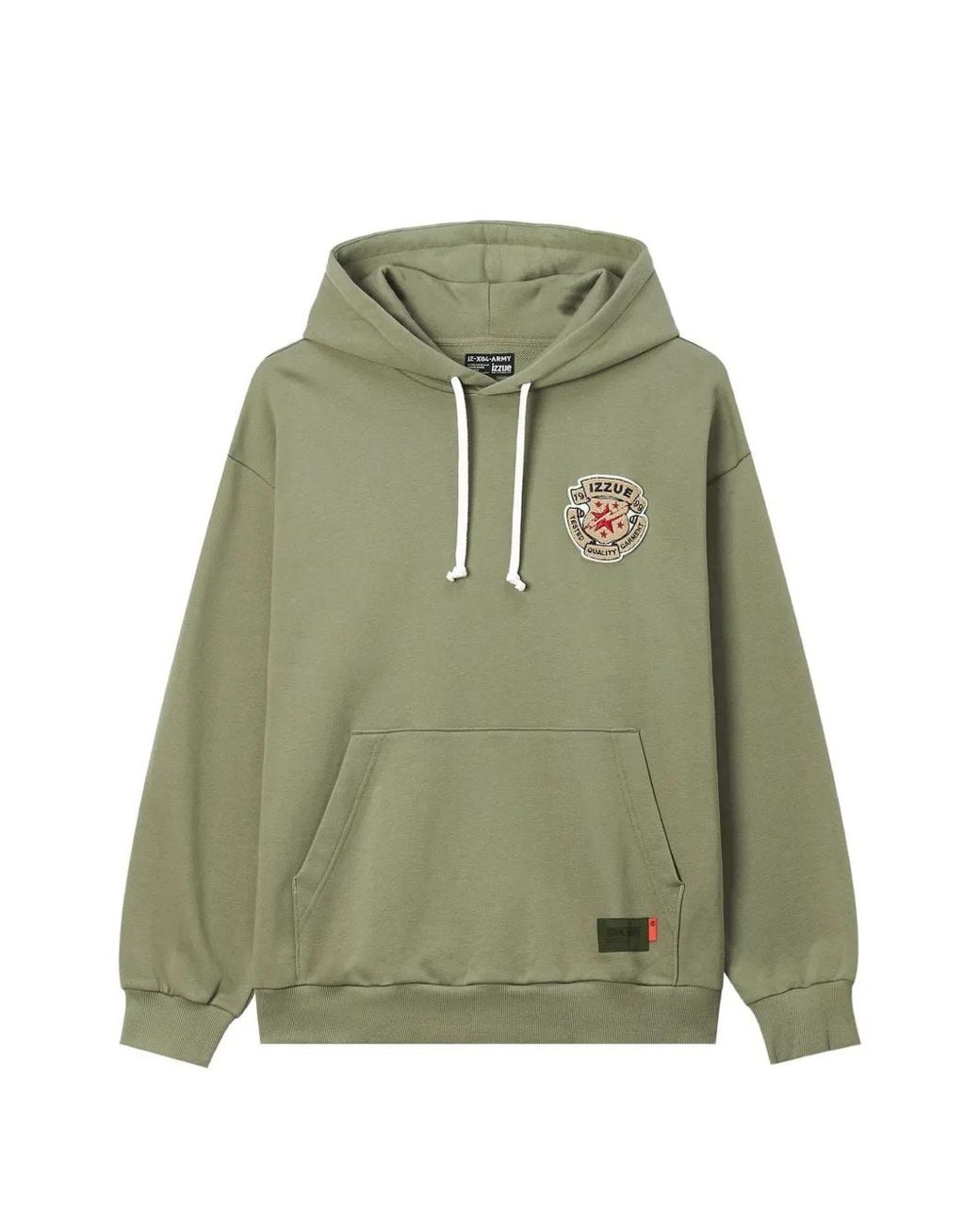 Izzue Green Slogan-Print Logo-Patch Hoodie for men