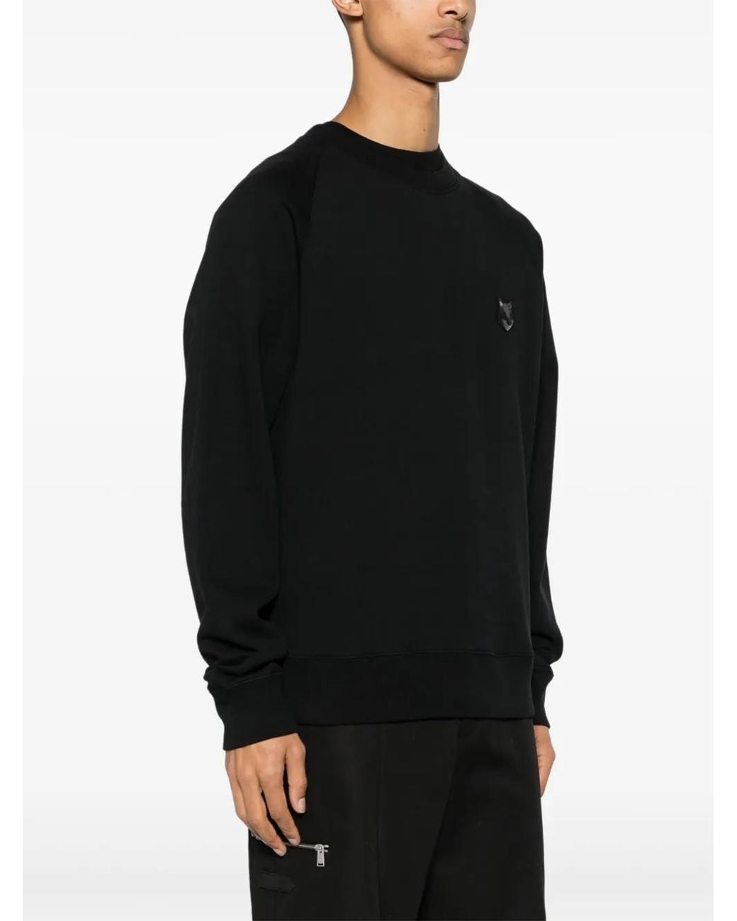 Maison Kitsuné Black Sweatshirt With Fox Head Patch for men