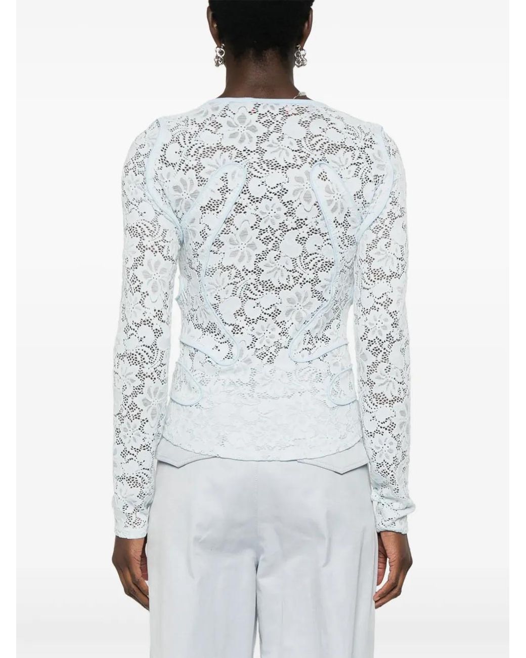 Eckhaus Latta White Seraph Floral-Lace Top
