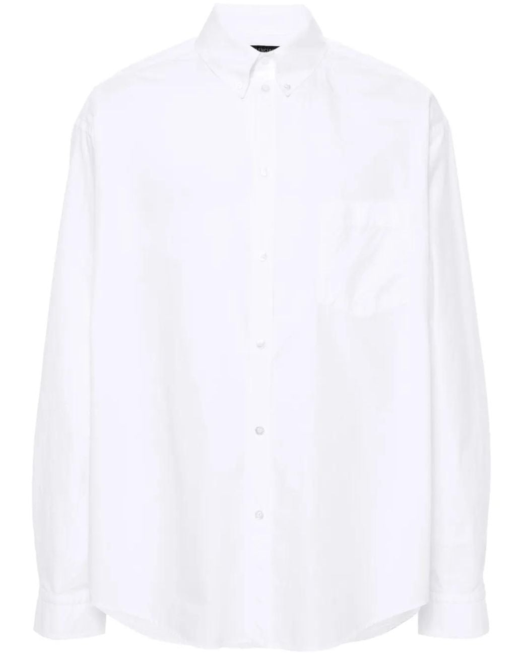 Balenciaga White Button-Down Collar Cotton Shirt for men