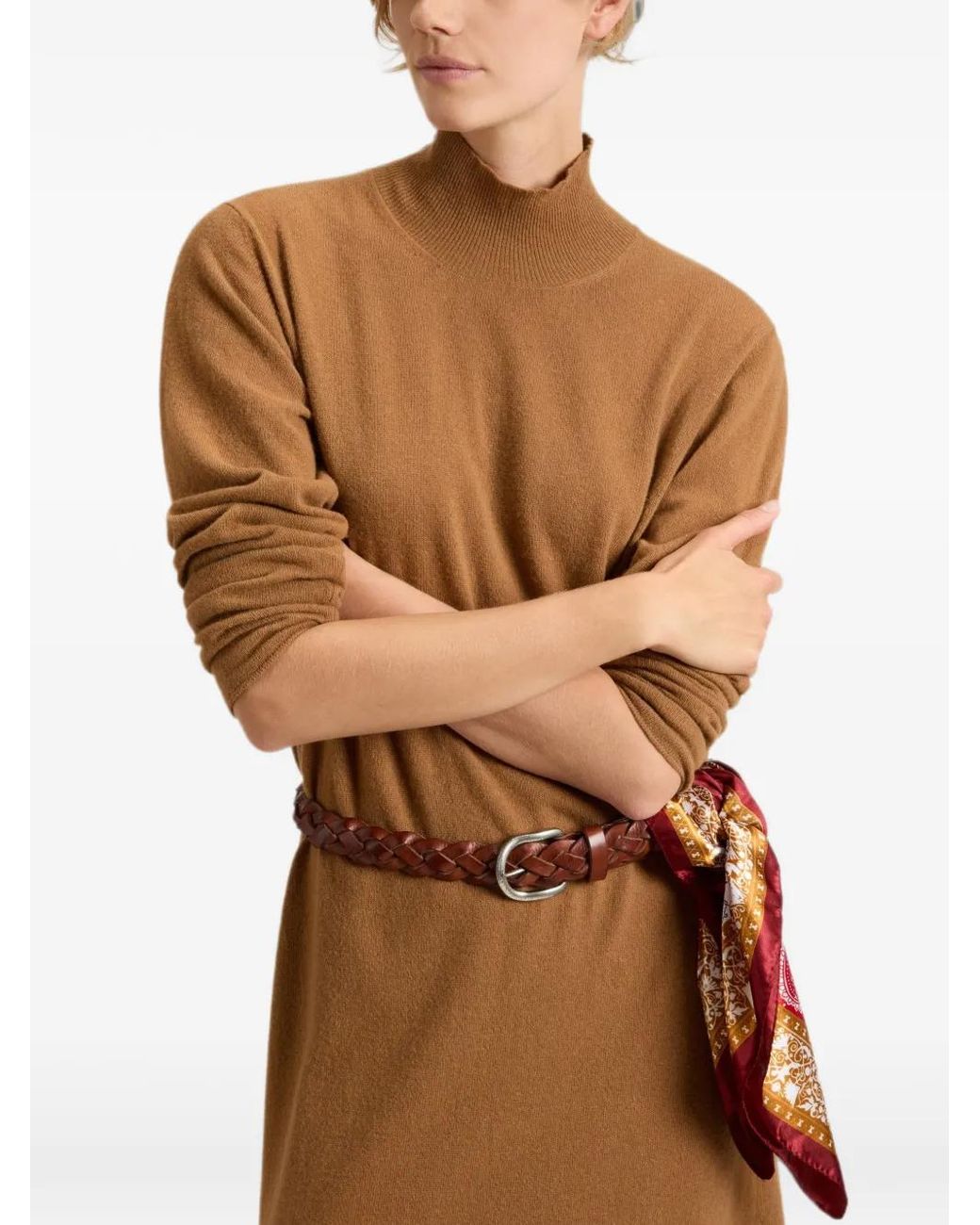 Woolrich Natural Mock-Neck Long-Sleeve Maxi Dress