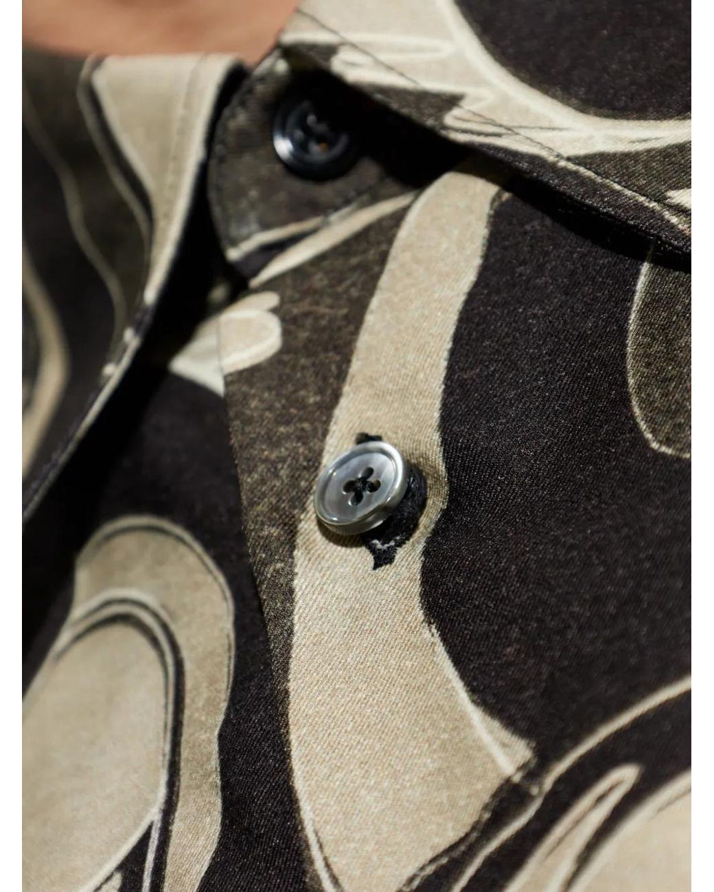 Paul Smith Black Long-Sleeve Swan-Print Shirt for men