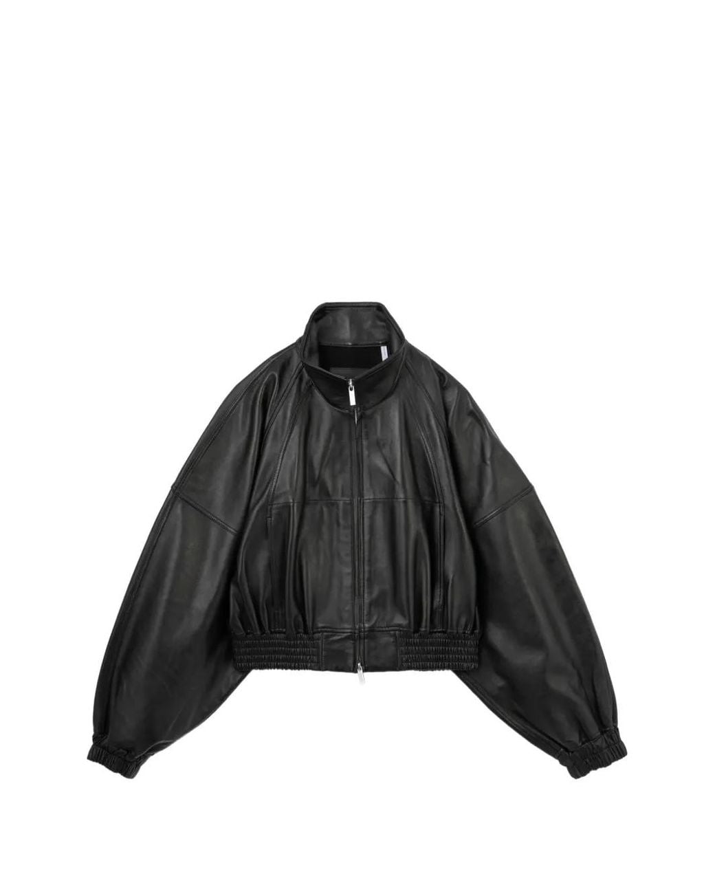 Helmut Lang Black Bonded Leather Bomber Jacket