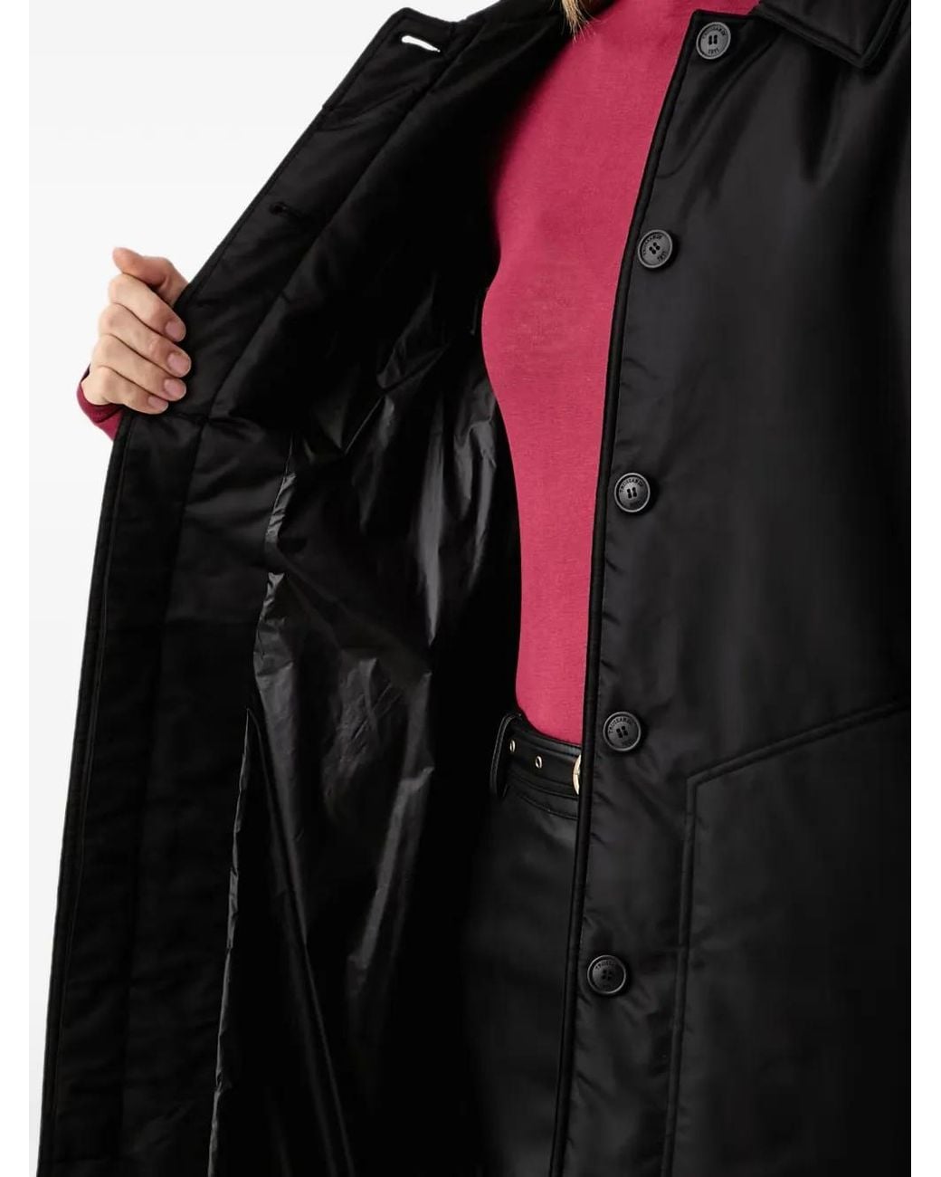 Trussardi Black Belted Logo-Patch Coat
