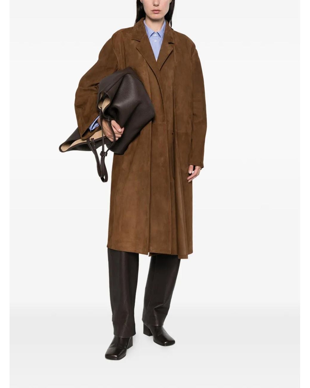The Row Brown Serenis Panelled-split Coat