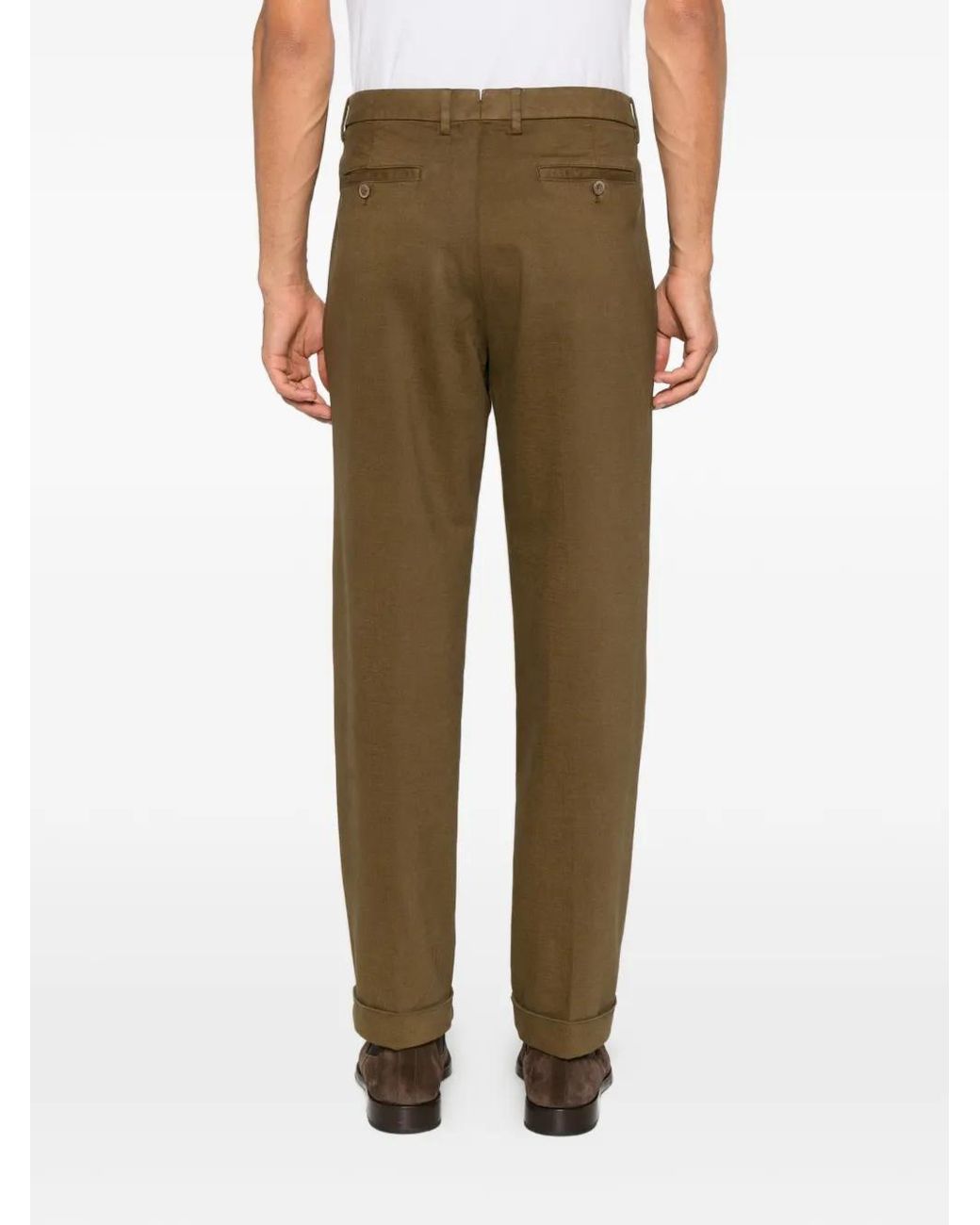 GTA Green Dante Pleated-Waist Turned-Up Trousers for men