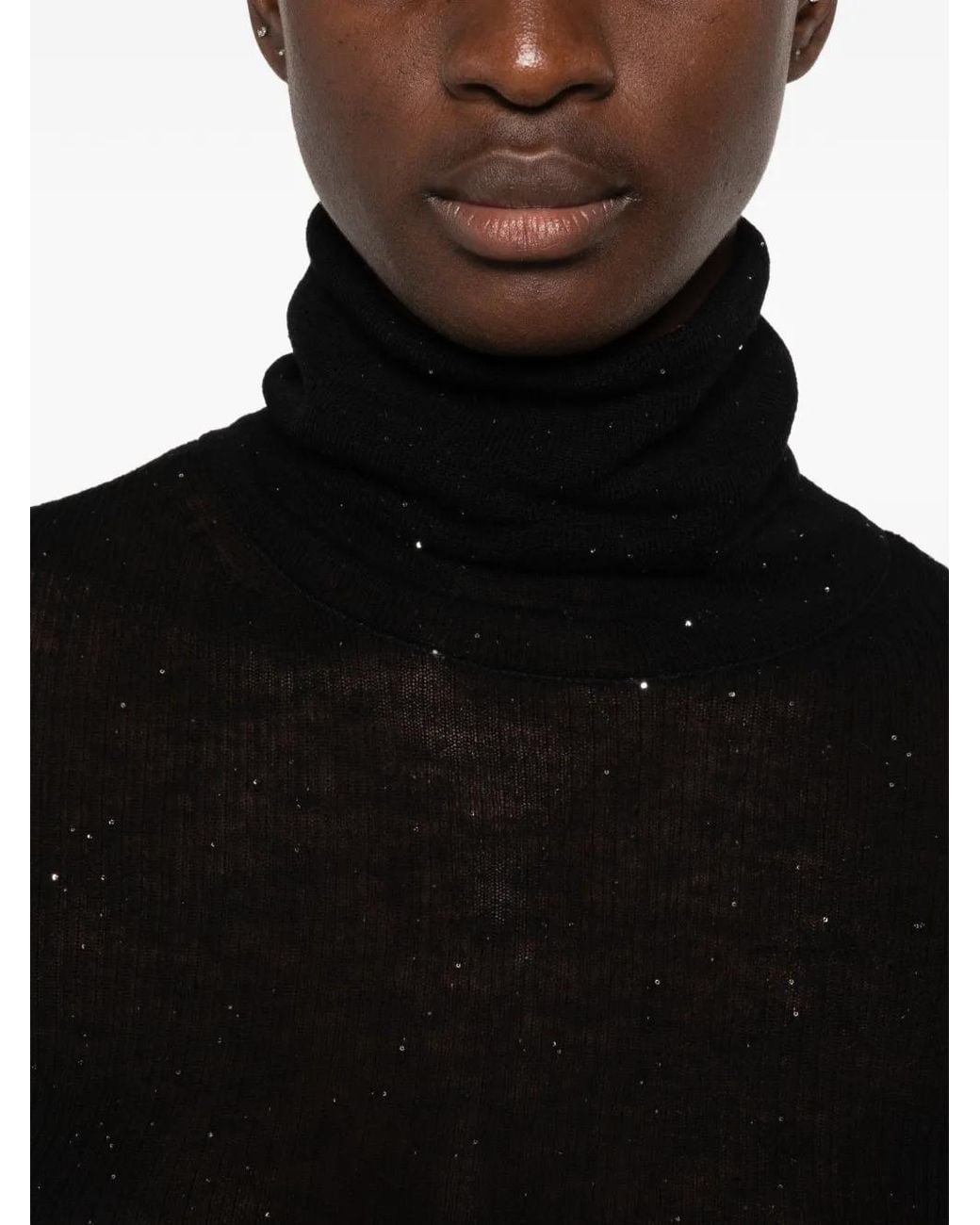 ELEH Black Sequin-Embellished Roll-Neck Sweater