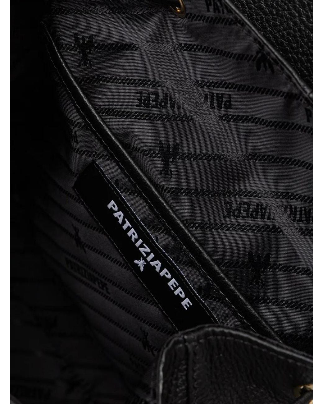 Patrizia Pepe Black Fly-Plaque Buckled-Pocket Backpack