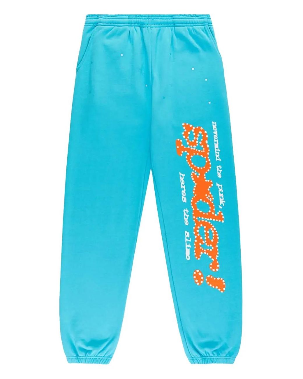 Sp5der Blue Rhinestone-Embellished Logo Track Pants for men