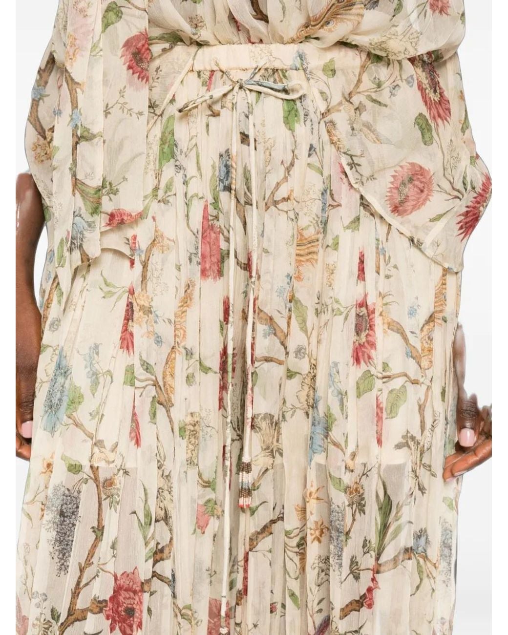 Into The East Natural Floral-Print Tapered Trousers
