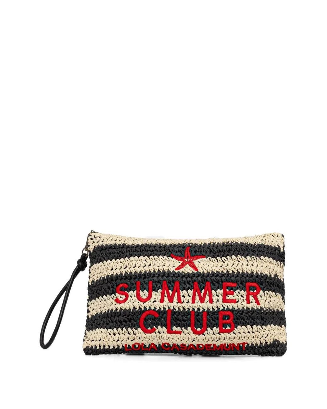 Lola Casademunt White Striped-Knit Starfish-Motif Wallet