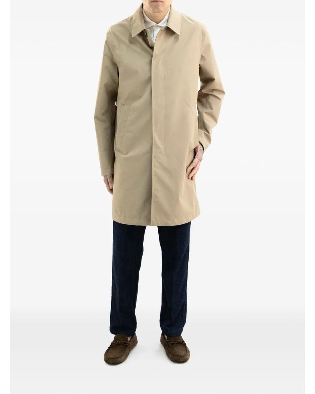 Herno Natural Buttoned Raincoat for men