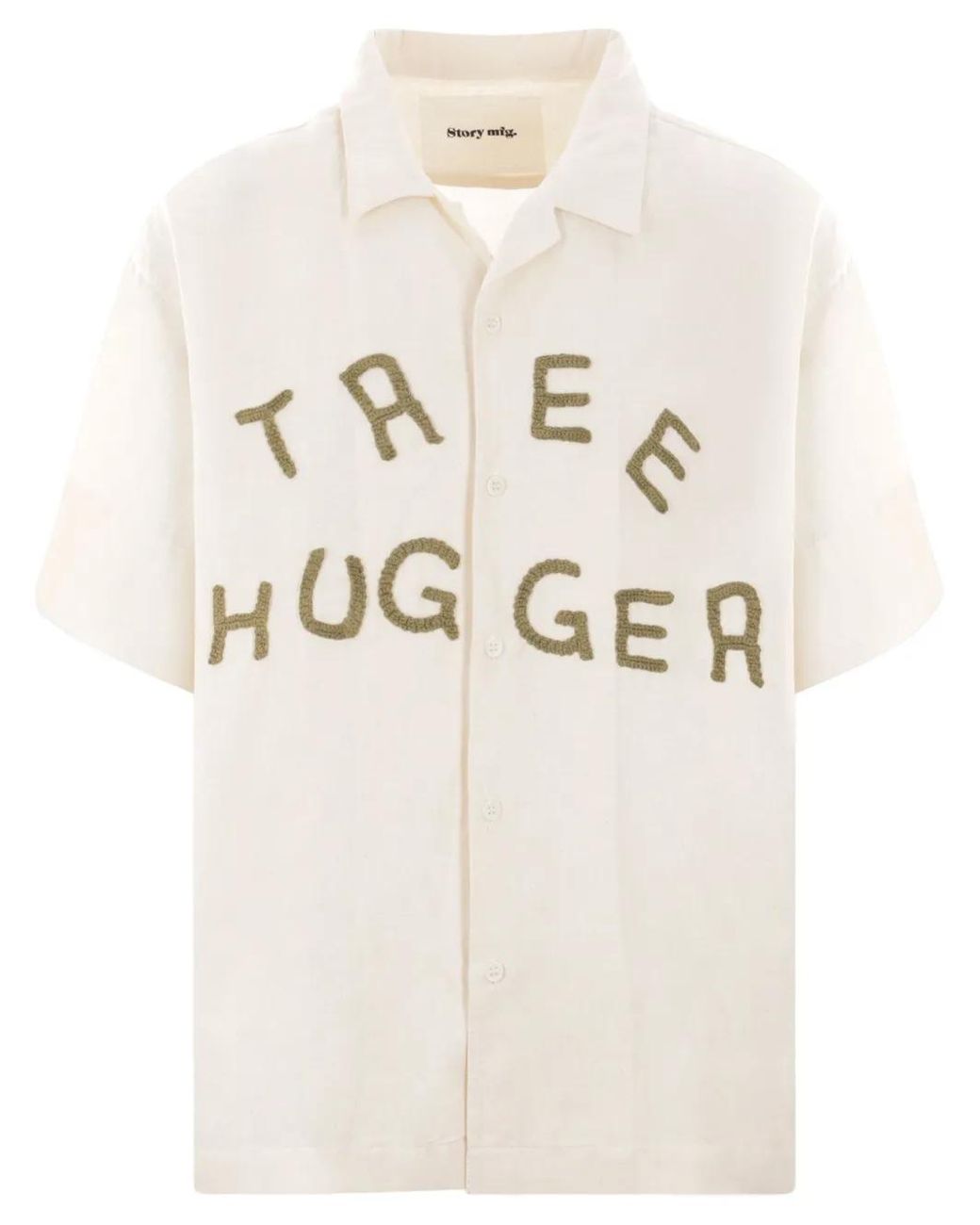 STORY mfg. Natural Greetings Appliqué-Lettering Shirt for men