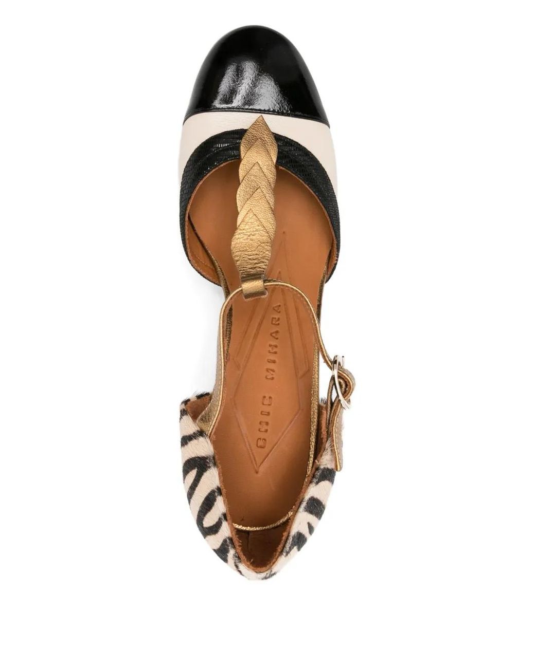 Chie Mihara Metallic 60Mm Zebra-Print Panelled Pumps