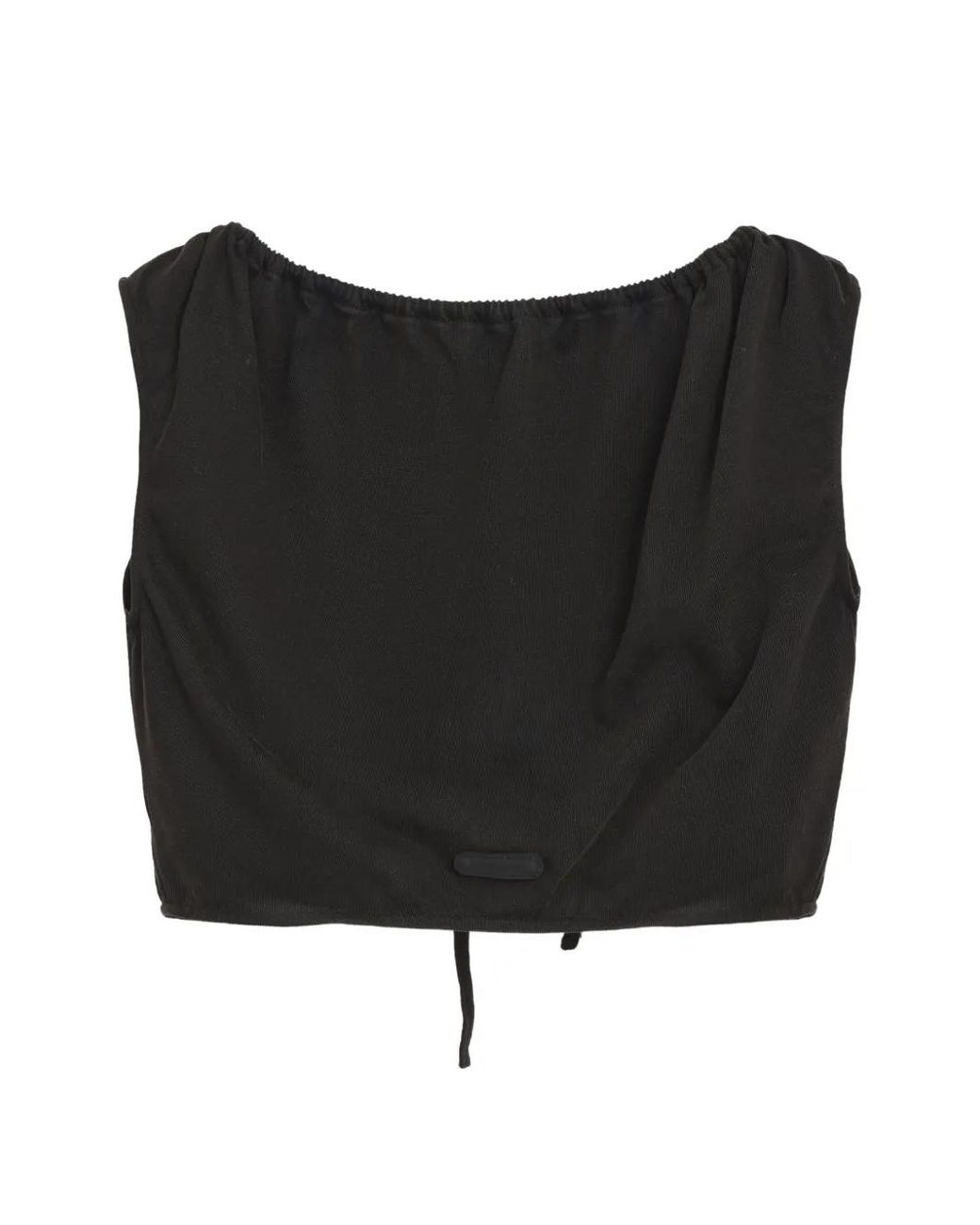 PRIVATE POLICY Black Washed-Effect Drawstring Crop Top