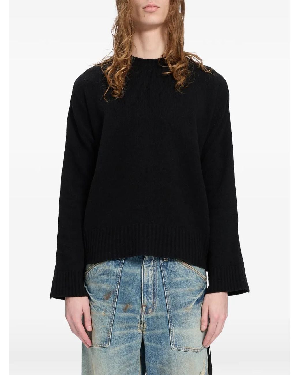 Ann Demeulemeester Black Crew-Neck Sweater for men