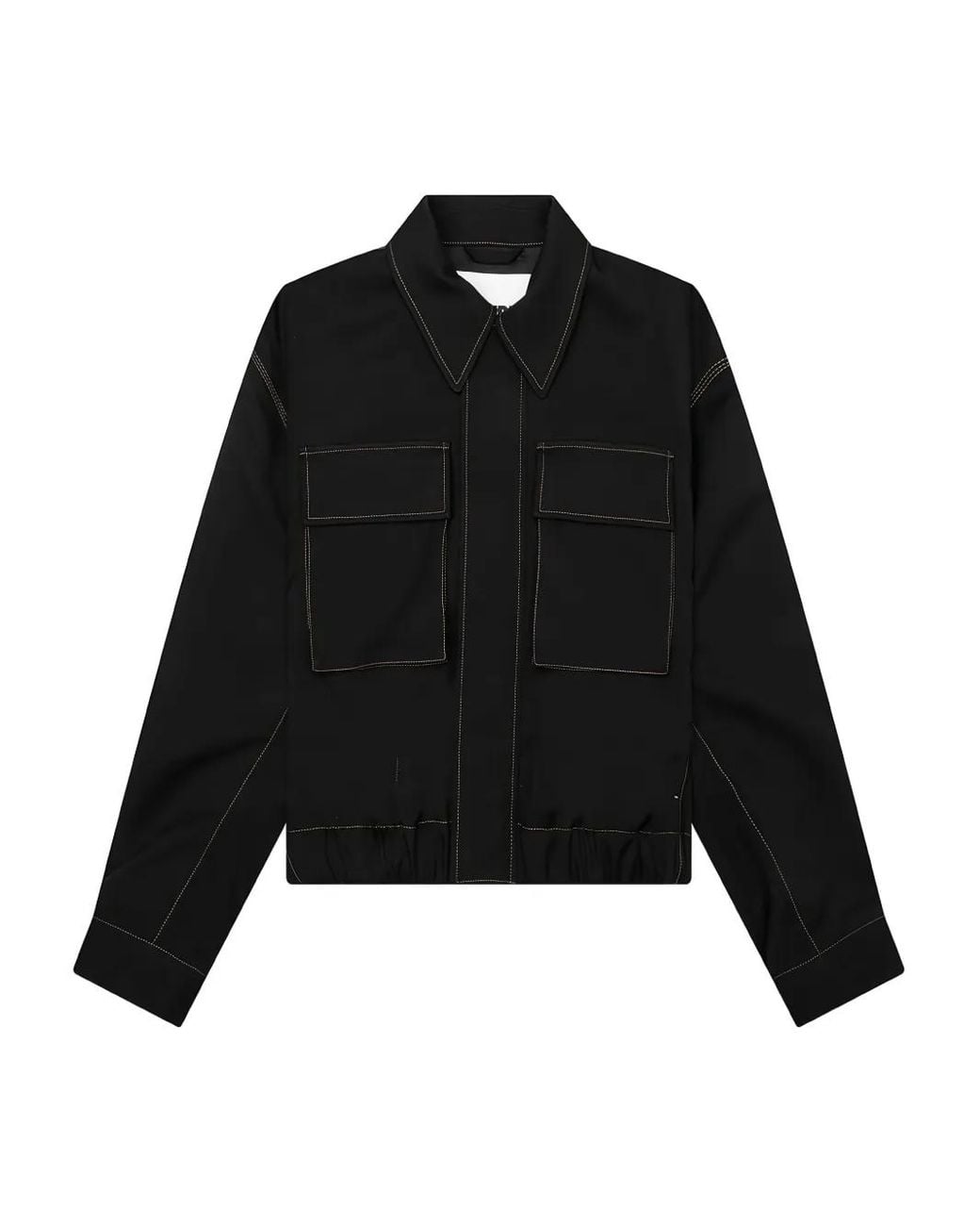 Jil Sander Black Contrast-Stitch Blouson Jacket for men