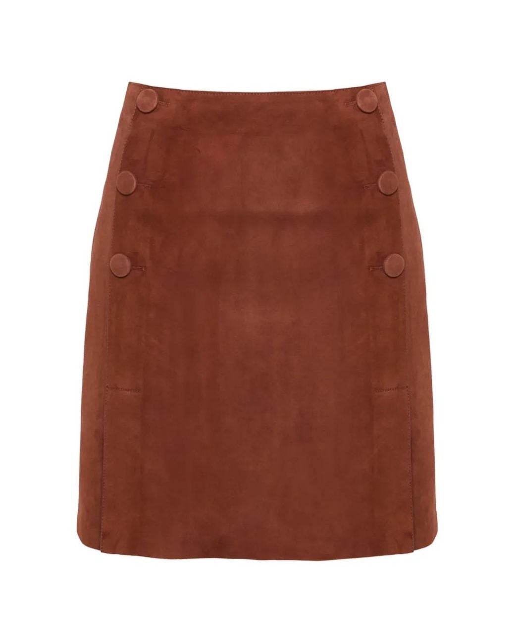 Yves Salomon Brown Button Double-Sided Mini Skirt