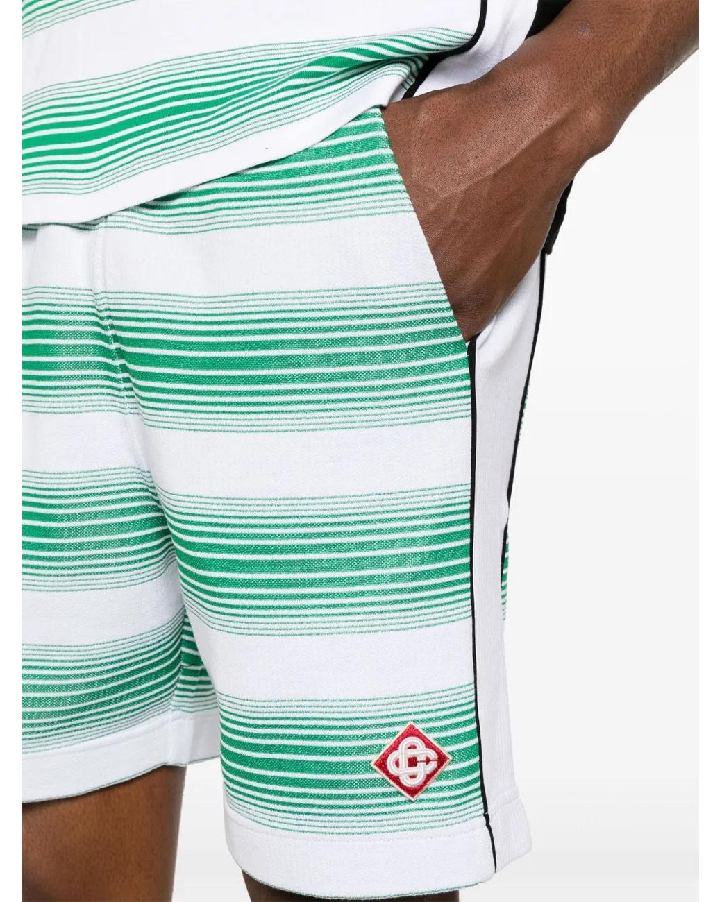 Casablanca Green Striped Jacquard Track Shorts for men