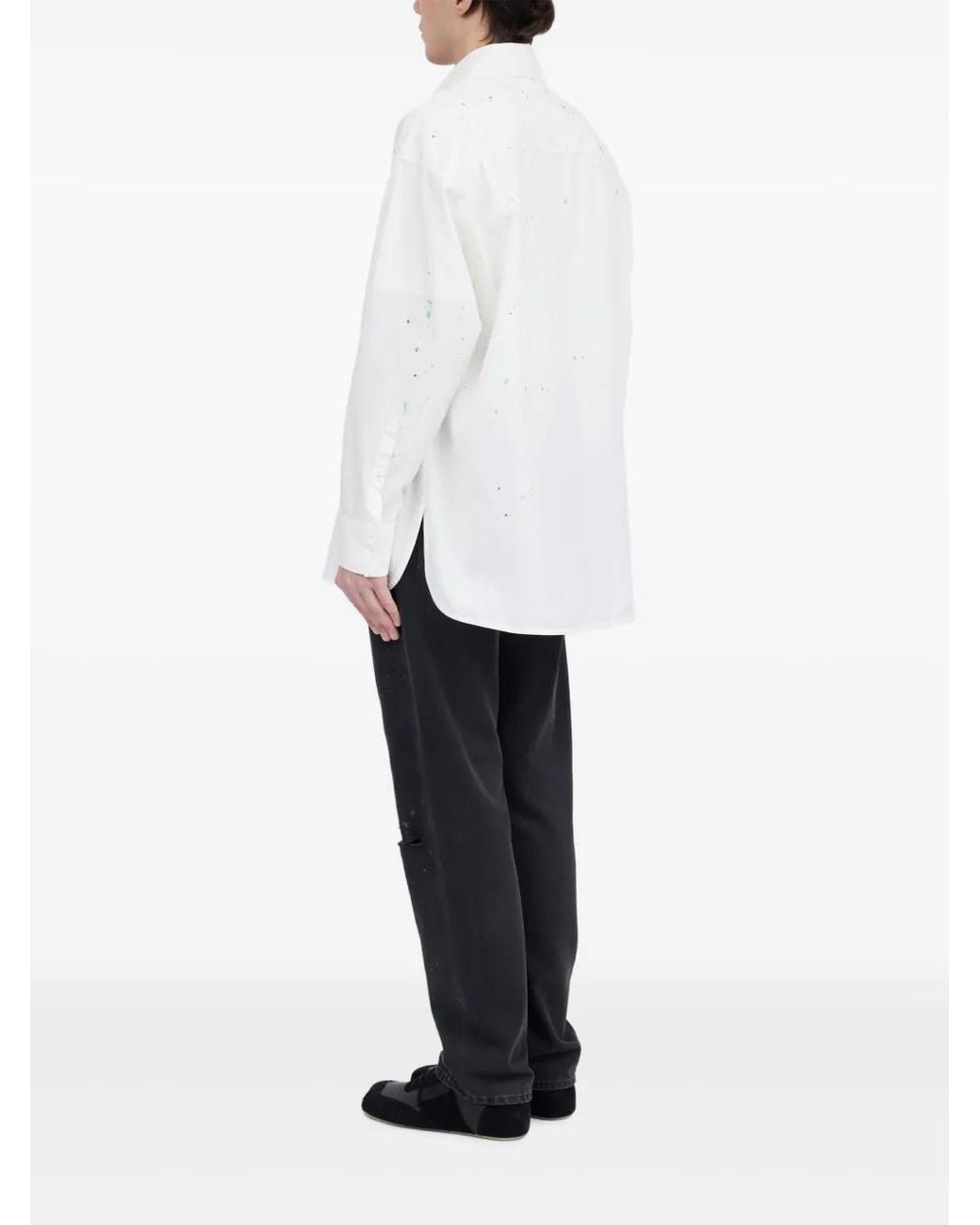 MM6 by Maison Margiela White Paint-Splatter Shirt for men