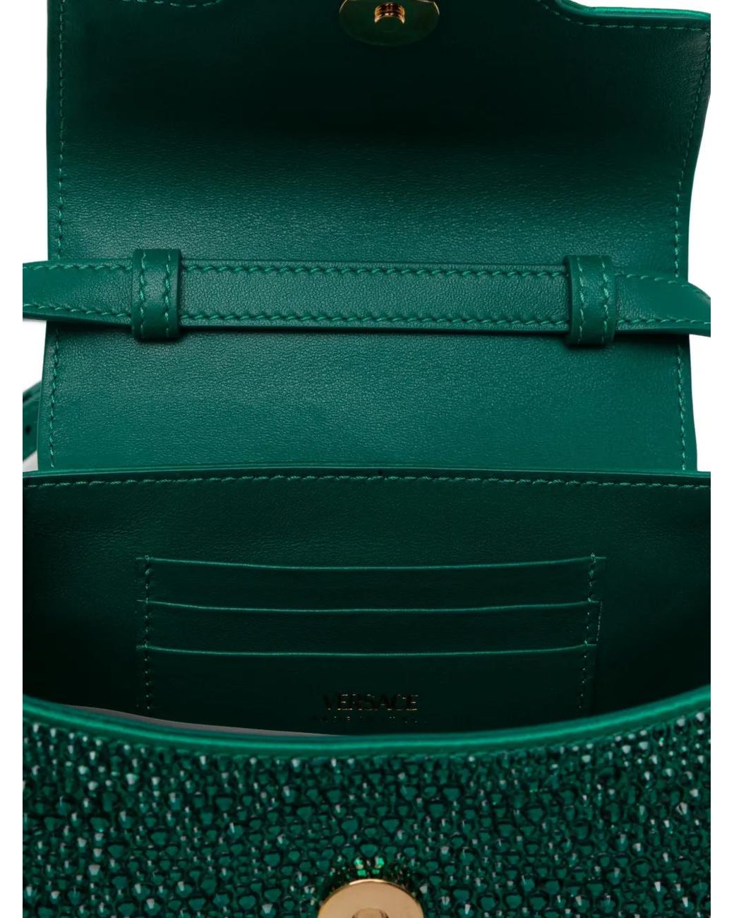 Versace Blue La Medusa Embellished Satin Mini Bag