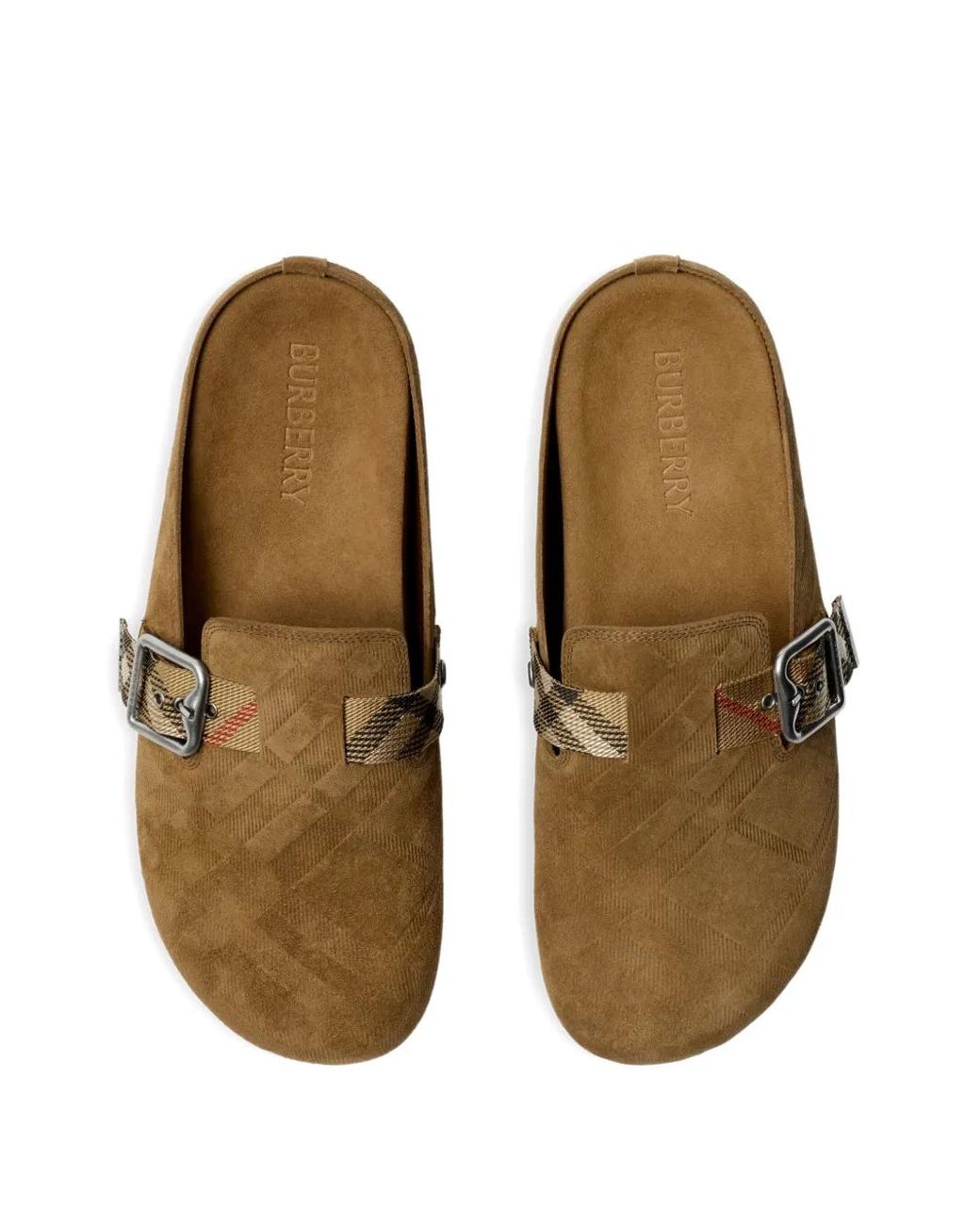 Burberry Brown Check Suede Urchin Clogs