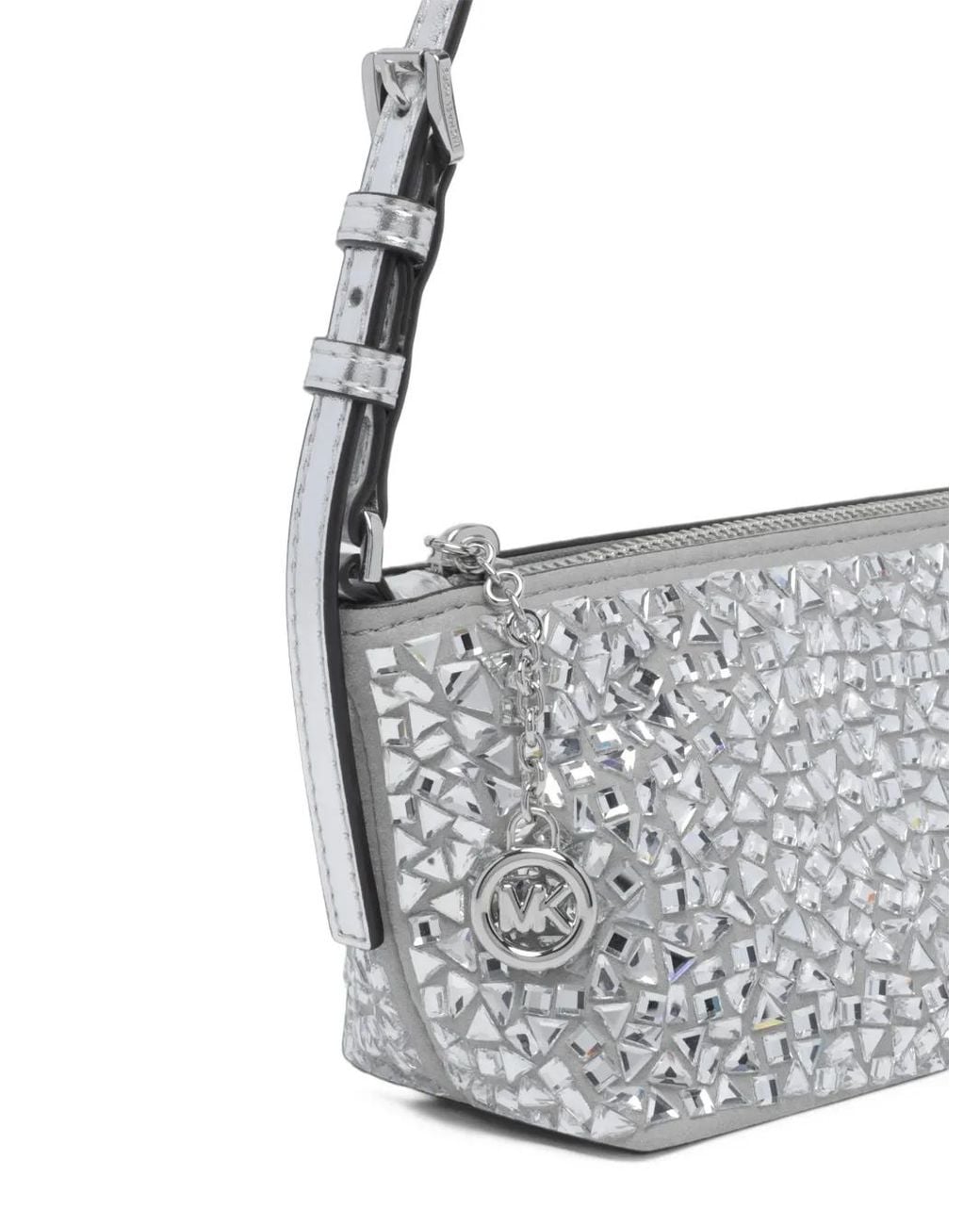 MICHAEL Michael Kors Gray Laila Crystal-Embellished Clutch Bag