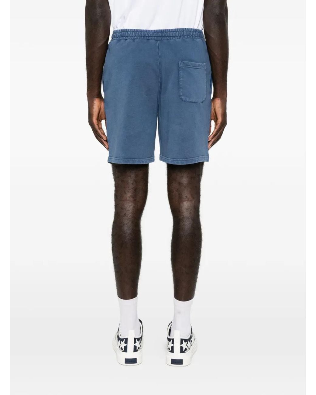 Love Moschino Blue Logo-Embroidered Track Shorts for men