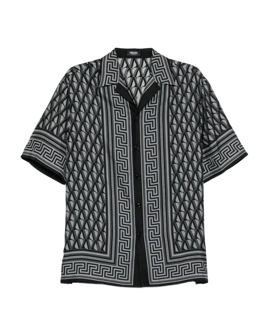 Versace Black Chemise À Imprimé V-Greca for men