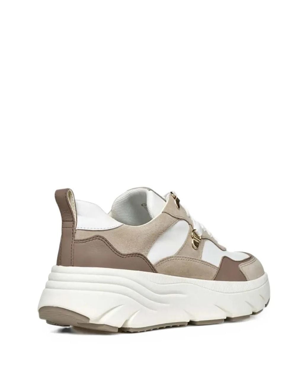 Geox White Diamanta Panelled Chunky-Sole Sneakers