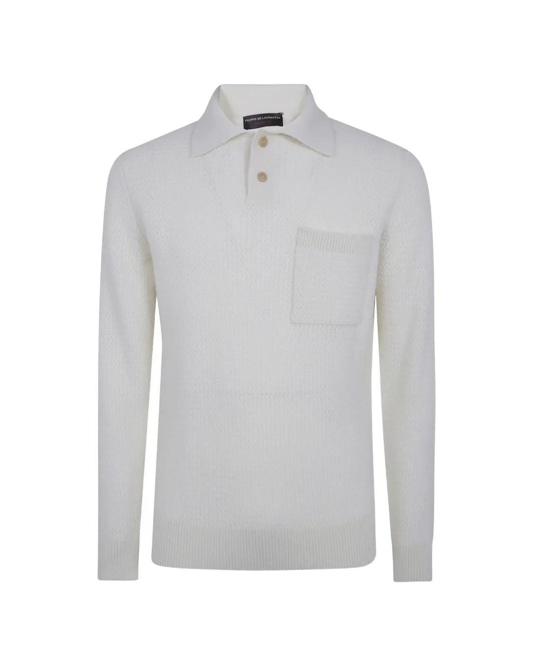 FILIPPO DE LAURENTIIS Gray Waffle-Knit Chest-Pocket Polo Shirt for men
