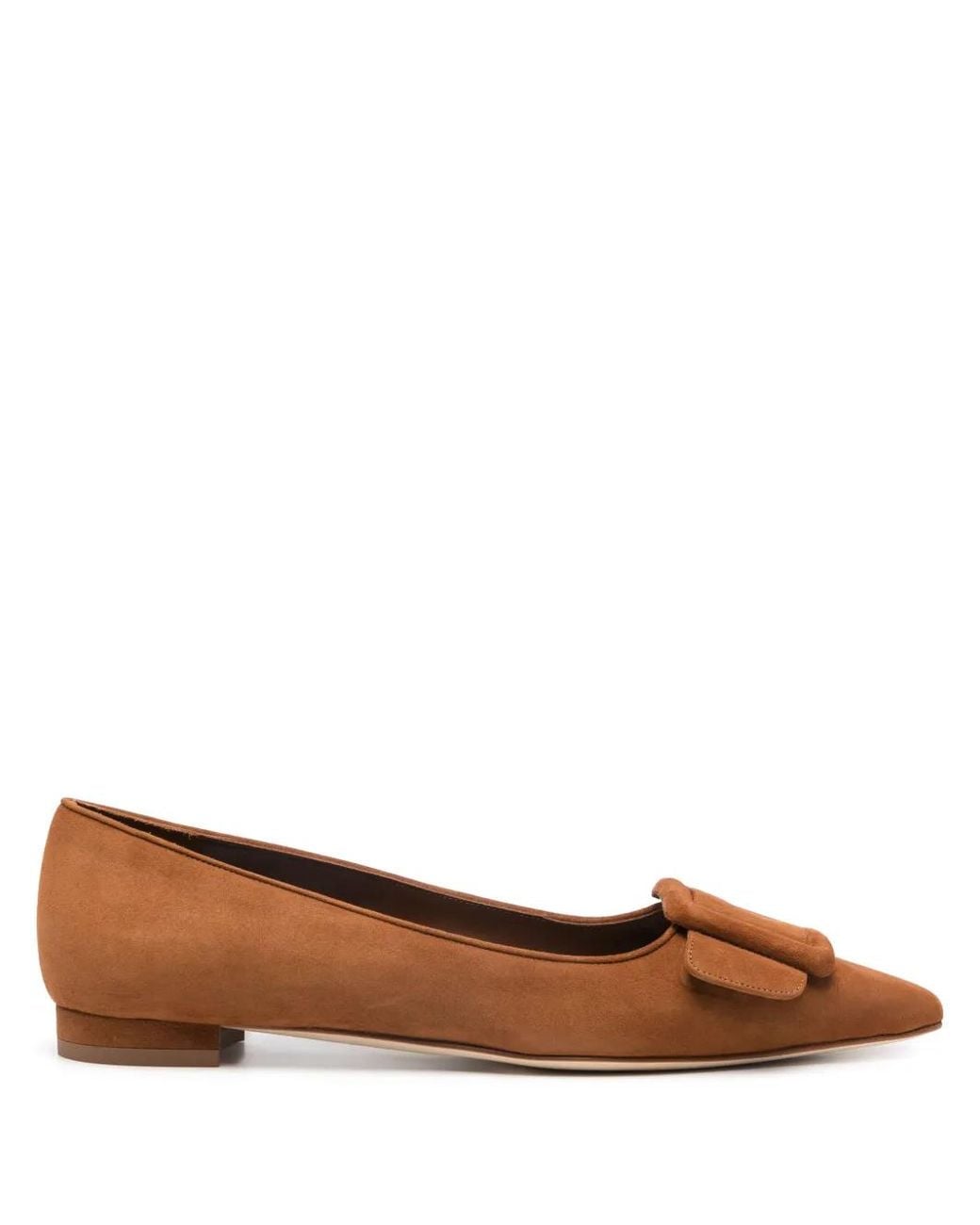 Manolo Blahnik Brown Maysale Flat Pumps