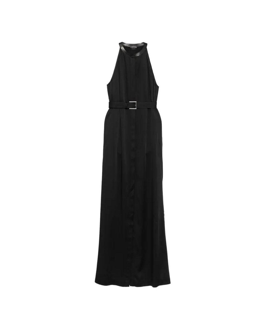 Tom Ford Black Robe Longue À Dos-Nu Ceinturée