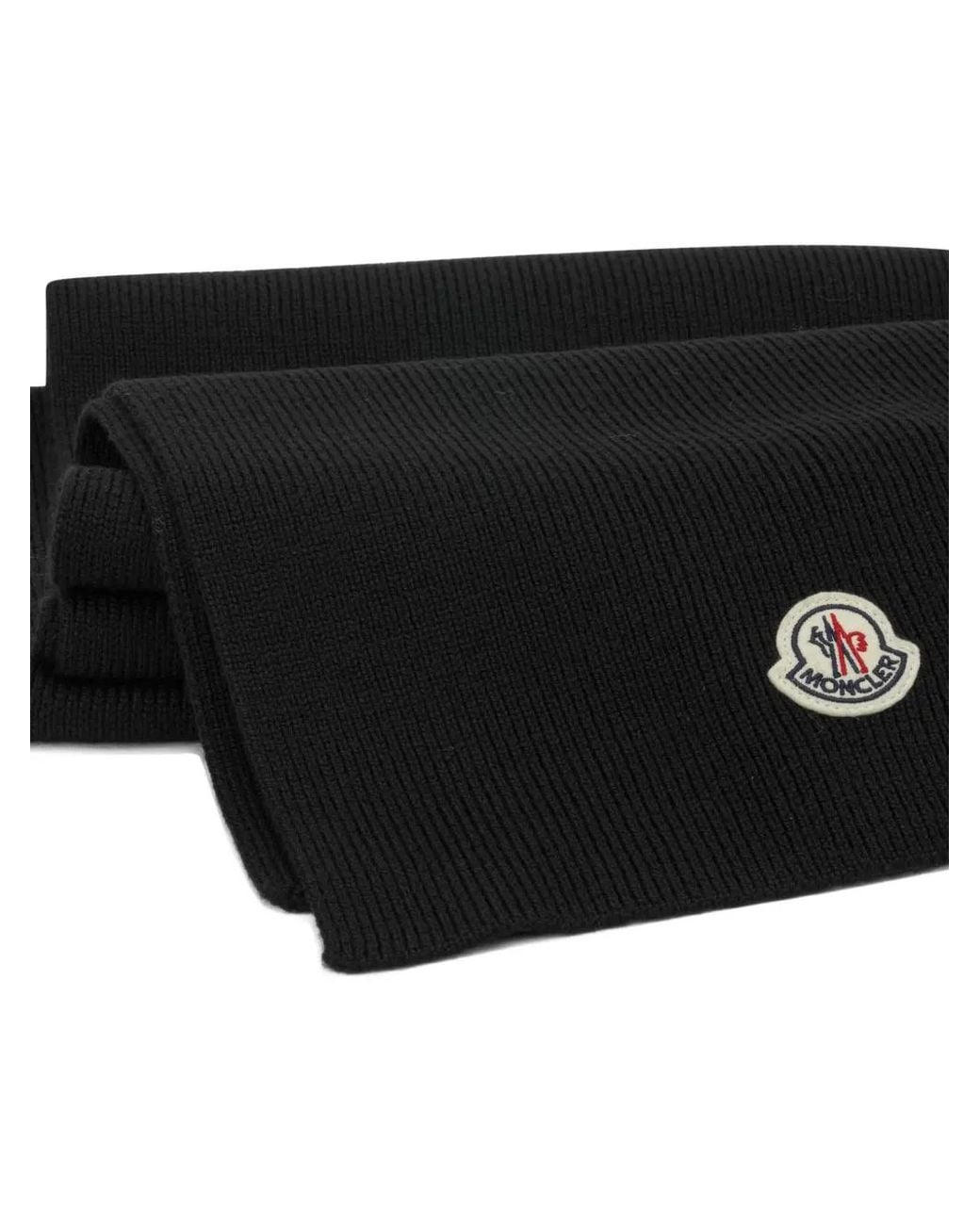 Moncler Black Wool Scarf for men