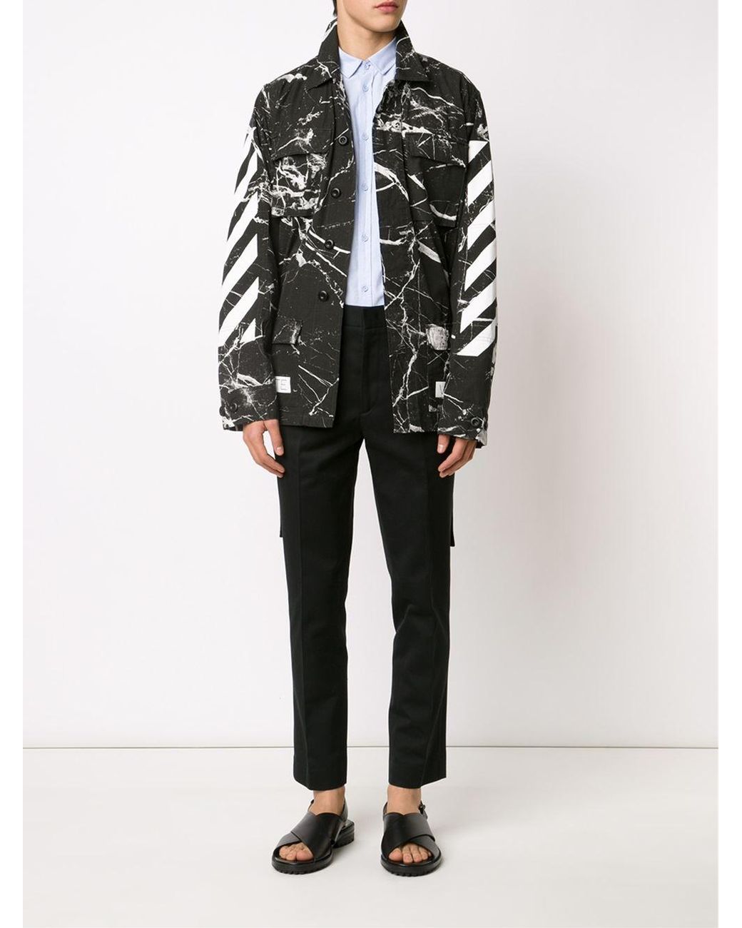 Off-White c/o Virgil Abloh Marble Print Jacket in Black for Men | Lyst