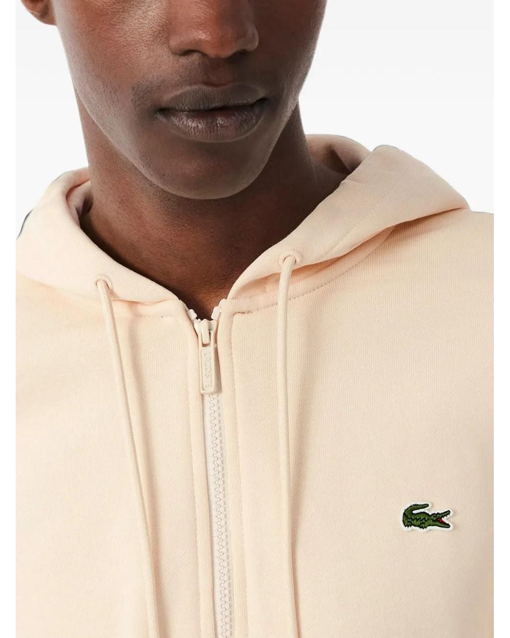 Lacoste Natural Classic Fit Zip-Up Fleece Sweatshirt for men