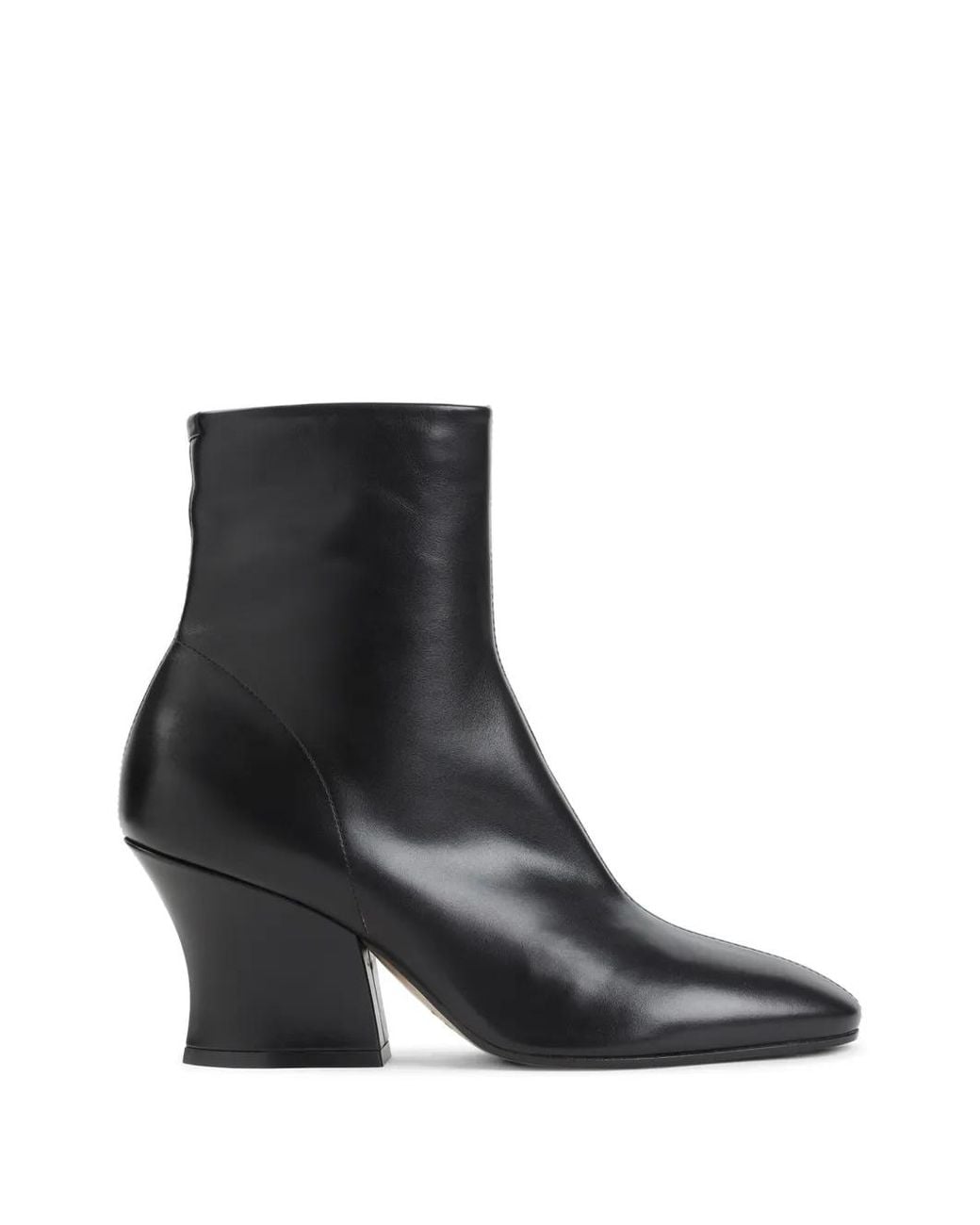 Jil Sander Black Block-Heel Leather Ankle Boots