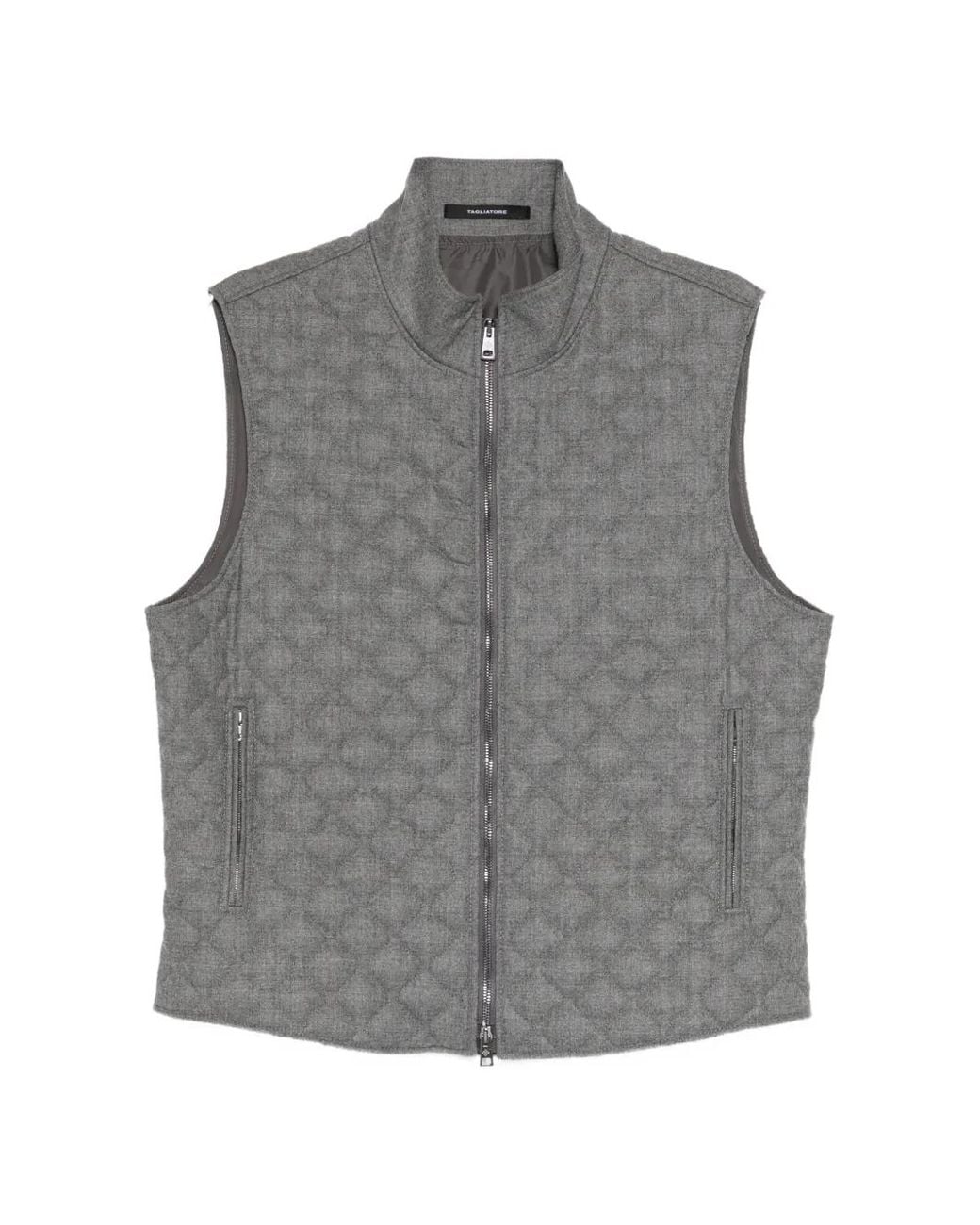 Tagliatore Gray Two-Way Zip Gilet for men